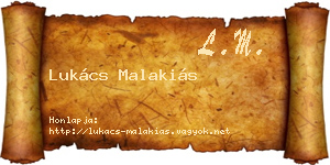 Lukács Malakiás névjegykártya